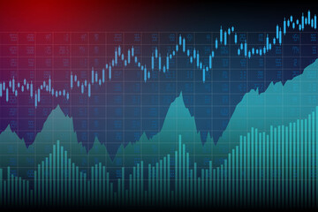 financial stock market graph on world map background