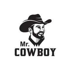 vintage retro classic logo of bandit cowboy character vector illustration