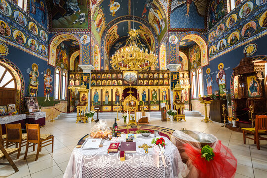 Beautiful Orthodox church interior stock photo