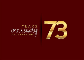 73rd years anniversary celebration logotype with gold and elegant color isolated on red color. vector anniversary for celebration, invitation card, and greeting card.