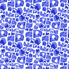 Blue abstract animal skin seamless pattern. 