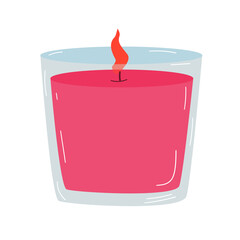 Aroma candle for concept design. White background. Vector concept. Zen lifestyle. Fire, flame. Beauty concept. Modern home decor. Fire set.