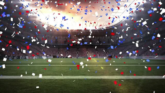 Animation of falling confetti over rugby stadium