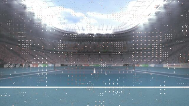 Animation of data processing over tennis court