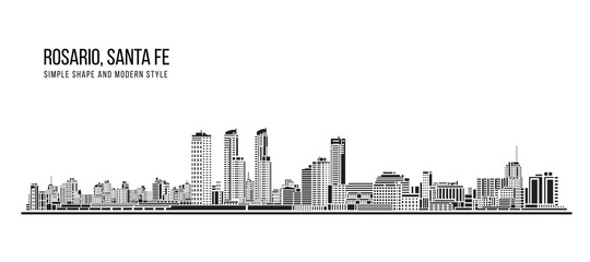 Cityscape Building Abstract Simple shape and modern style art Vector design - Rosario city