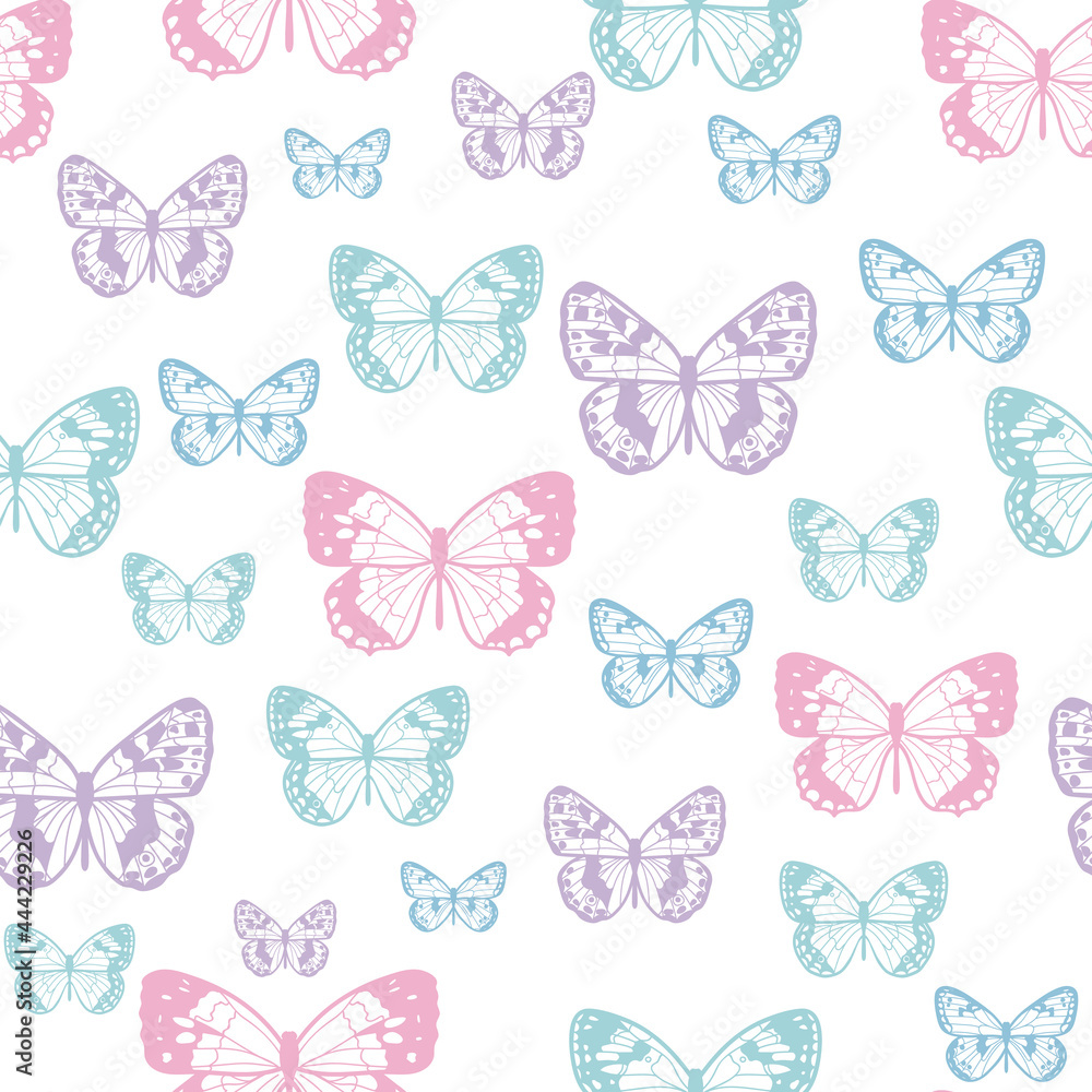 Poster Butterfly seamless repeat pattern background