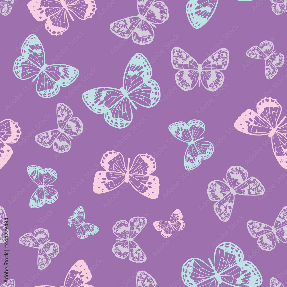 Poster Butterfly seamless repeat pattern background