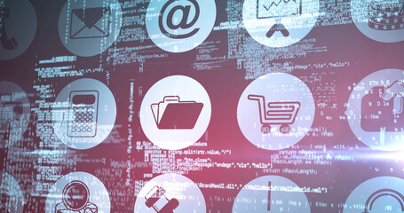 Image of multiple digital icons over data processing