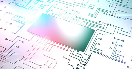 Image of computer circuit board elements over white background