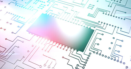 Fototapeta na wymiar Image of computer circuit board elements over white background