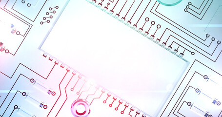 Image of computer circuit board elements over white background