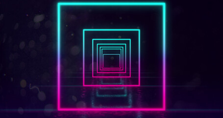 Fototapeta premium Neon Geometric Shapes on black background 4k