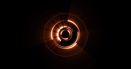 Image of hypnotic motion of glowing orange concentric circles