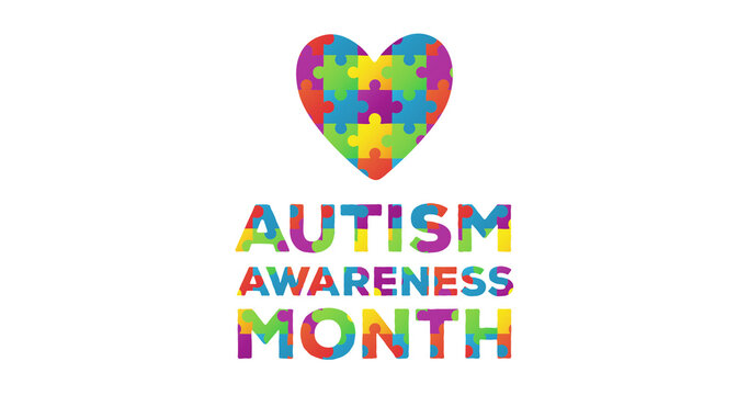 Digitally generated image of with puzzle elements forming Autism Awareness Month text against white 