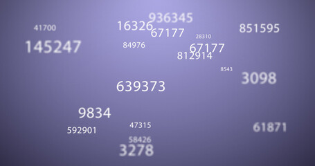 Multiple numbers changing against purple background