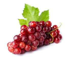 Ripe grapes with leaves
