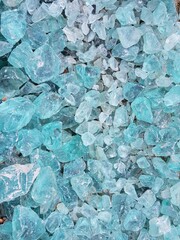 Light blue broken glass, garden exhibition Ingolstadt.Bavaria, Germany