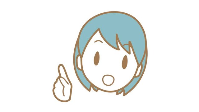 口パクで説明するボブカットの女性_フラット