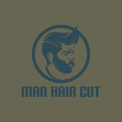 man hair cut logo, silhouette of male head vector illustrations
