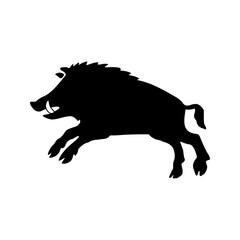 Logo heráldica con silueta de jabalí medieval en color negro