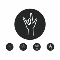 Vector icon with hand. Vector linear icons with hand in different thicknesses. Template for print and web.