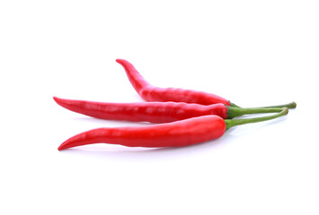 Red Chilli Padi, Bird's Eye Chilli, Bird Chilli, Thai pepper isolate on white background.