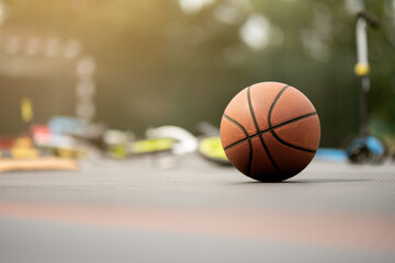 basketball ball isolated on court. 