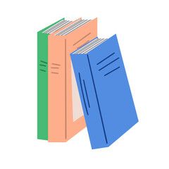 Stacks of books for reading, stacks of textbooks for education. A set of literature, dictionaries, encyclopedias, a color flat vector illustration isolated on a white background
