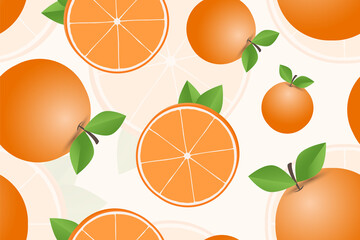 Hand drawn orange fruit seamless pattern design