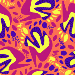 Seamless nature abstract pattern with hand drawn unique shapes for your creative ideas