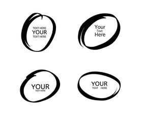 Hand drawn circle line sketch. Vector set circular scribble doodle round circles,  message note mark design element. Pencil, pen, graffiti bubble, ball draft illustration. - Vector