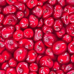 Red berries oil paint seamless pattern.