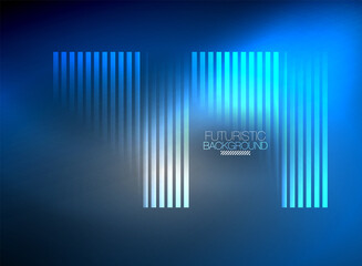 Bright neon color techno abstract background, shiny glowing neon lines in the dark background