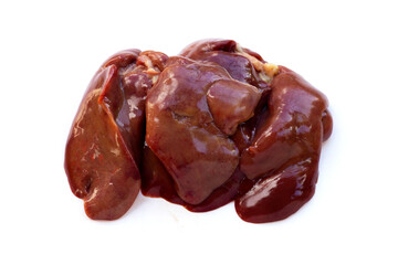 Chicken livers on white background