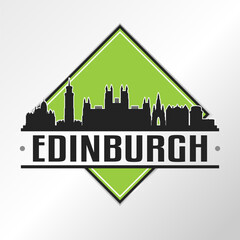 Obraz premium Edinburgh, UK Skyline Logo. Adventure Landscape Design Vector Illustration.