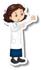Scientist girl cartoon character in standing pose