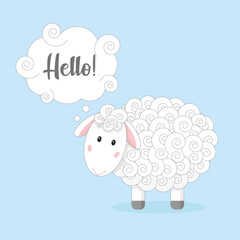 Vector fluffy blue sheep