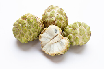 Custard apple on white background.