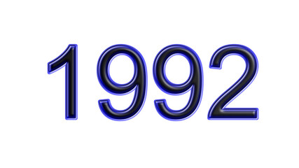 blue 1992 number 3d effect white background - obrazy, fototapety, plakaty