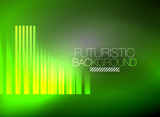 Bright neon color techno abstract background, shiny glowing neon lines in the dark background