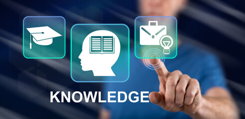Man touching a knowledge concept