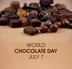 World Chocolate Day stock images. Different types of chocolate candies images. Chocolate pralines...