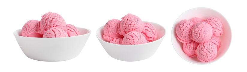 Obraz na płótnie Canvas ice cream scoops in white cup on white background