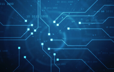 Abstract futuristic circuit board Illustration, Circuit board with various technology elements, Abstract speed technology concept, futuristic digital innovation background