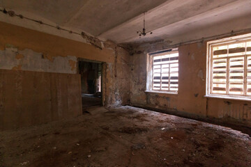 Fototapeta na wymiar room of an abandoned ruined building