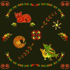 Russian pattern for decorating jewelry boxes, ceramics and fabrics