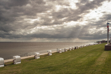 South beach of Wilhelmshaven under heavy cloud cover