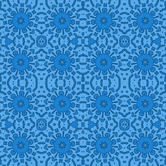 seamless floral pattern blue lace on a blue background