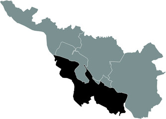 Fototapeta premium Black location map of the Bremer Süd (South) district inside the German regional capital city of Bremen, Germany