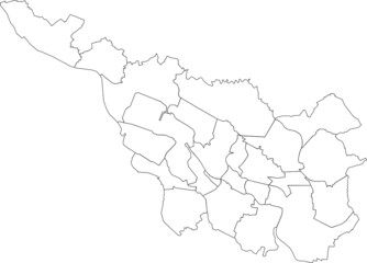 Simple blank white vector map with black borders of subdistricts of Bremen, Germany
